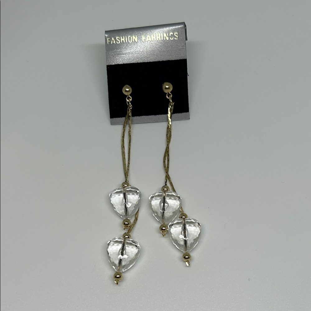 NEW Gold Dangle Earrings with Hearts